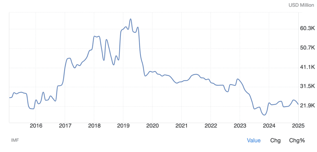 Réserves de devises de l'Argentine